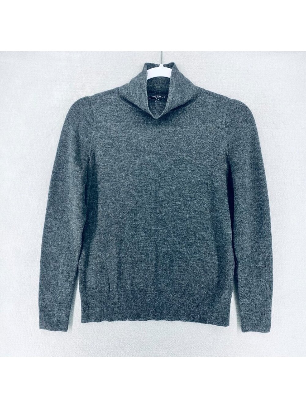 lafayette 148 Wool Sweater Womens S Gray Knit Mock Neck Pullover Minimalist